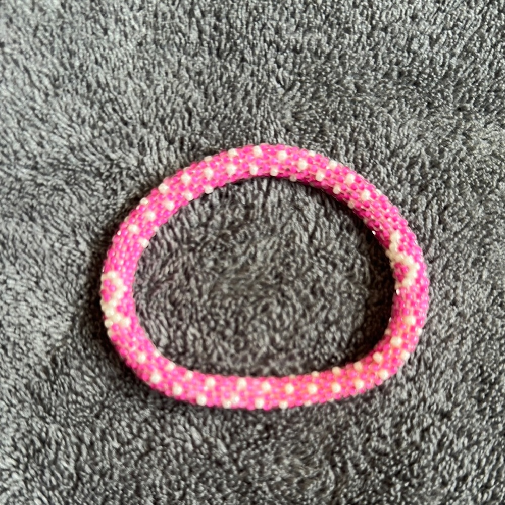 Pink breast cancer Beaded Bracelet